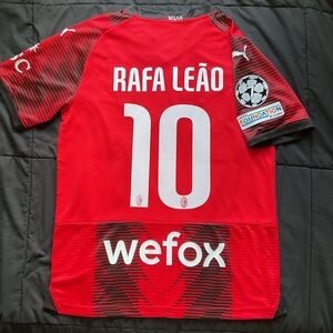 Rafa Leao #10 Small Milán Soccer jersey red black UCL